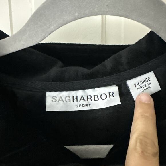 Sag Harbor Sport Jacket Womens X-Large Black Velvet Rhinestone Ruffled Full Zip - Picture 2 of 4